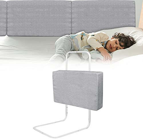 LZQ Kinderbettgitter Bettschutzgitter,Rausfallschutz Bett für Kinder 200cm,Höhenverstellbar Bettgitter für Kinderbetten,Elternbetten und Alle Matratzen Massivholzbetten(Grau)