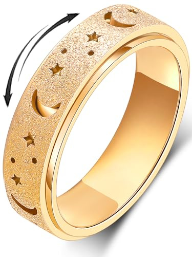 MHWTTY Fidget Spinner Ring Ångestring för kvinnor Fidget Ringar för ångest Fidget Ringar Ångest Leksaker Ångest Lindring Ring Leksaker Fidget Spinner Ring Män Fidget Leksaker, 6, Rostfritt stål
