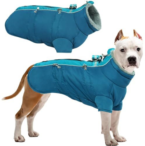 Katzinst Hunde Wintermantel, Wasserdichter Hundemantel mit Beinen Reflektierend Hundejacke mit Bauchschutz Hundebekleidung Outfit Hundemantel für Grosse Hunde, Deutscher Schäferhund Labrador, XL