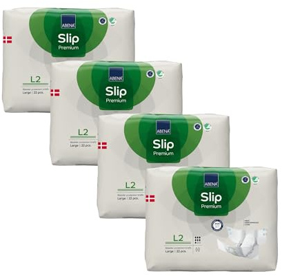 ABENA Slip Premium All-in-One Inkontinenzeinlagen für Damen und Herren, Eco-Labeled Damen-Inkontinenzeinlagen, Größe L 2, 100–150 cm Taille, 3100 ml Saugfähigkeit, 4 x 22 Stück, Weiß | Für Damen und Herren, Eco-Labeled, 3100 ml Saugfähigkeit, 100-150 cm, Weiß