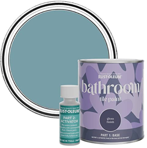 Rust-Oleum Peinture Bleue Résistante à l'eau pour Carrelage de Salle de Bain, Finition Brillante - Océan 750ml