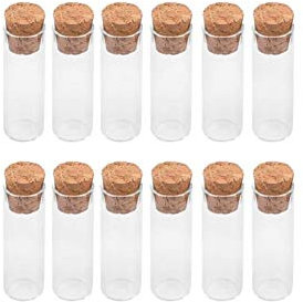 Reagenzgläser 100 kleine Reagenzgläser aus Glas, 2,5 ml, 13 x 40 mm, Fläschchen mit Korkenstopfen, leere transparente Mini-Gläser, Dekoration, Bastelflaschen, allgemeines Schullabor (Material: Glas)