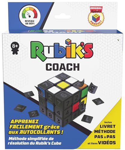 RUBIK'S Cube Coach 3X3 - pussel spel för vuxna och barn Rubik's Magic Cube - pussel 3 x 3 lärande - färgmatchning - pedagogisk problemlösning kub - leksak för barn 8 år och uppåt