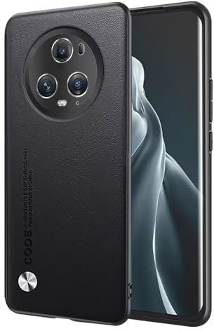EASSGU Hülle für Honor Magic5 Pro 5G (6.81 Inches) Handyhülle im Business Stil mit PU Lederrückseite - Schwarz