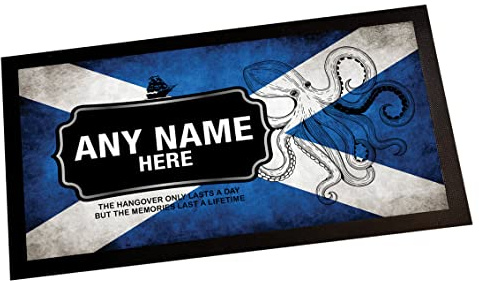 Artylicious Barläufer mit schottischer Flagge – Schottland Home Bar Matte – Rum, Whisky Bier Läufer Matte