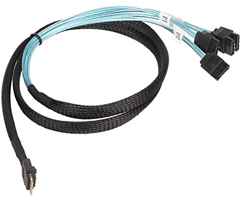 Cable Mini SAS a 4 SATA, Cable de Conexión SFF‑8654 de 7 Pines a SATA, Conexión Frontal SFF-8654 a SATA Compatible con el Disco Duro del Controlador Raid (1 m/3,3 pies)