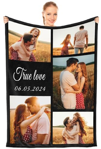Sleeable Personalisierte Kuscheldecke, Personalisierte Decke mit Foto,personalisierte Geschenke, Jahrestag Geschenk für Sie und Ihn,Personalisiert Mama Geschenke, Geburtstagsgeschenk für Frauen