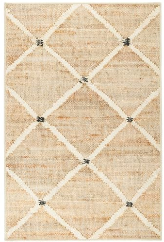 Dash and Albert Kali, Natural, 2'6 x 8', Diamond, Soft and Cozy, High Traffic, Lightweight, Anti-Slip, Durable, Machine Washable Runner for Bedroom, Living Room, Dining, Den, Foyer, Entryway