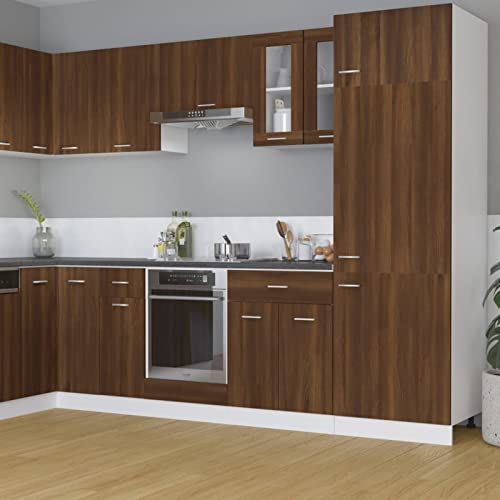 BaraSh Hängeschrank Glas Braun Eichen-Optik 60x31x60 cm Holzwerkstoff KüChenhäNgeschräNke KüChenoberschräNke HäNgeschräNke