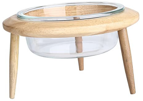 Kisangel Elevated Cat Bowl Stand Pet Glass Bowl Cat Food and Water Pet Feeding High Base for Neck Protection Style