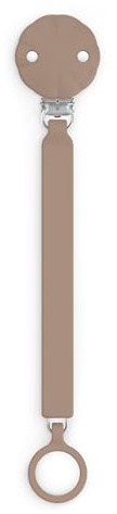 Suavinex, Chupetero de Silicona, Broche Pinza con Cinta Plana de Silicona, Cadena Chupete para Bebés +0 Meses, Clip con Plaquita de Silicona, Broche para el Chupete Wonder, Raw Umber