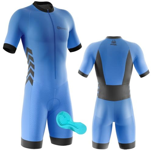FFFF & OLFEH Radtrikot Set Herren Kurzarm Triathlon Anzug Herren-Einteiliges Radtrikot-Trisuit Einteiler-Triathlon Einteiler mit Sitzpolster Schnell Trocknend Atmungsaktiv Fahrradbekleidung (P11,5XL)