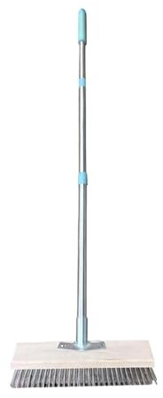 Brosse à récurer pour sol | Brosse de nettoyage pour sol – Brosse de terrasse en acier inoxydable avec long manche – Brosse à récurer pour l'extérieur