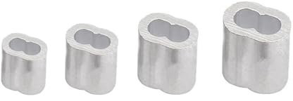 Generisch 20 Stück Aluminiumhülsen Alu Klemme, 4 Größen, 6mm, 8mm, 10mm, 12mm Aluminium Pressklemmen Alu Drahtseilklemme