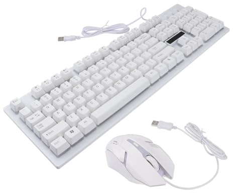 jojofuny Claviers Souris Gamer USB Filaire Clavier Mécanique 104 Touches et Souris Lumineuse en Plastique pour Home et Café