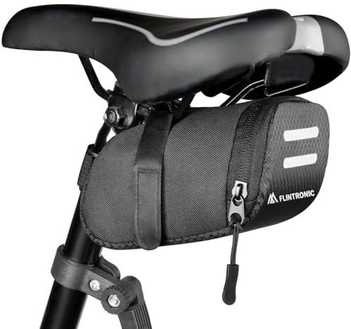 flintronic Borsa da Sella per Bici, Mini Borsa Sottosella per Reggisella da Ciclismo Riflettente per Mountain Bike Bici da Strada, Nero