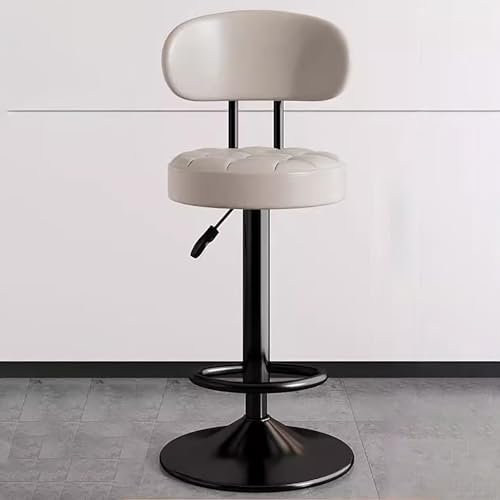 WLCNYL Barhocker, gepolsterter Barhocker für Kücheninseln, mit Rückenlehne und Fußstütze, Barhocker, anhebbarer drehbarer Barstuhl, für Bar, Küche, Esszimmer (Farbe: Cremefarben, Größe: A)