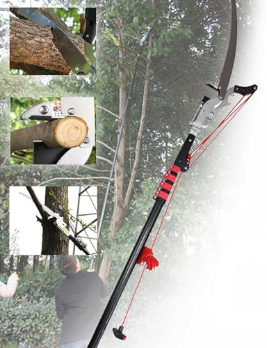 Astsäge mit Teleskopstiel Einstellbare Länge Baumsäge Gartengeräte Teleskop Baumpflege Gartengeräte Set mit Manueller Astschere Mit Stahlblattsäge Und Nylonschnur,Mit Großer Reichweite(6M (20FT))