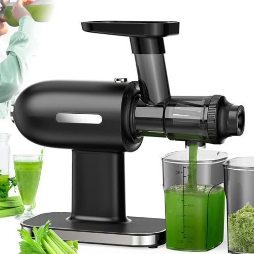 80RPM Cold Press Juicer,150W Slow Masticating Juicer, Juice Yield 92% + 3 Types of Filters + 60 Decibel Silent Motor + Automatic Stop for 20 Minutes/time + Parts Support Dishwasher Cleaning ,Black