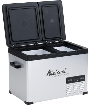 Alpicool CHS45 32L Car Fridge Freezer Portable Compressor Car Refrigerator 12/24V Electric Cooler for Camping, Road Trip, Picnic, Down to -20℃, Dual Temperature Control