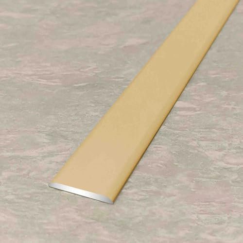 YHDMDQ Schwelle Übergangsstreifen Aus Aluminium, Flach Trennstreifen Für Fußböden/Teppich/Fliesen Kanten, Abdeckleisten Für Bodenfugen(Gold,W 20mm)