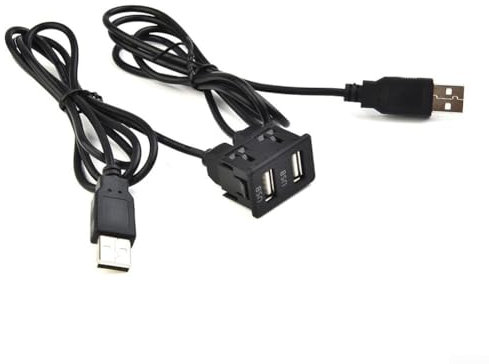 Car Stereo Flush Mount Dual USB Extension Convenient Dashboard Accessory