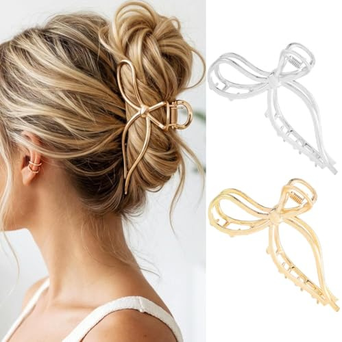 Zoestar Bogen Klaue Clips Gold Metall Haar Clips Große Haar Clip Klaue Luxus Haar Zubehör für Frauen