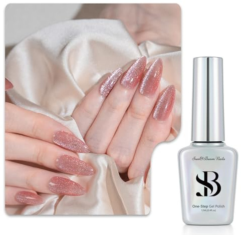Sun&Beam Nails One-Step Gel Nagellack 3-in-1 Magnetisch 12ml｜Ohne Base & Top Coat｜UV-Licht empfohlen｜Leicht zu entfernen (#513 Kirschblütenrosa)