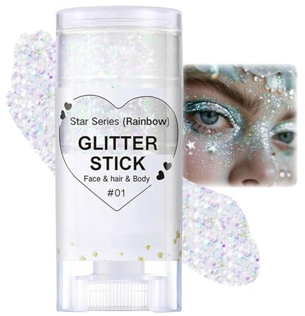 Body Glitter Stick, Mermaid Sequins Glitzerstifte, Rainbow Sparkling Glitzer Stick, Chunky Holographic Glitzerpulver Gesicht/Körper/Haare/Augen/Lippen, Christmas Halloween Festival Rave Accessories