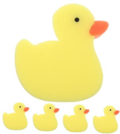 ibasenice Esponjas de Baño Suaves y Creativas en Forma de Pato Amarillo para Niños, Paquete de 5 Piezas, Material Esponja, Ideales para Baño y Lavado de Manos