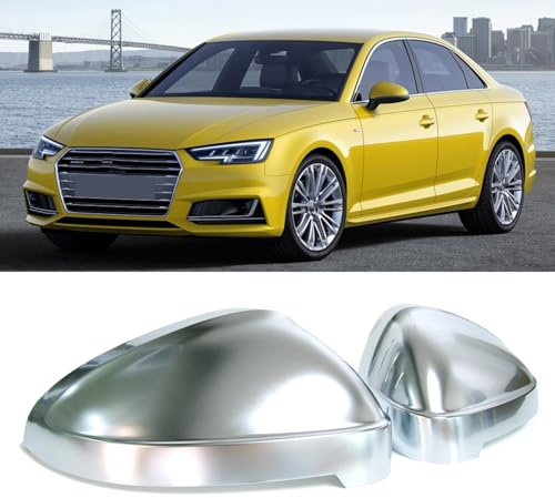 L+R Alu Matt Spiegelkappen Außenspiegel Aussenspiegel Spiegelkappe für Audi A4 B9 S4 A5 F5 S5 Avant mit SideAssist