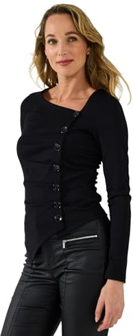 Joe Browns Women's Black Asymmetric Jersey Wrap Top, Regular, Black, UK 12
