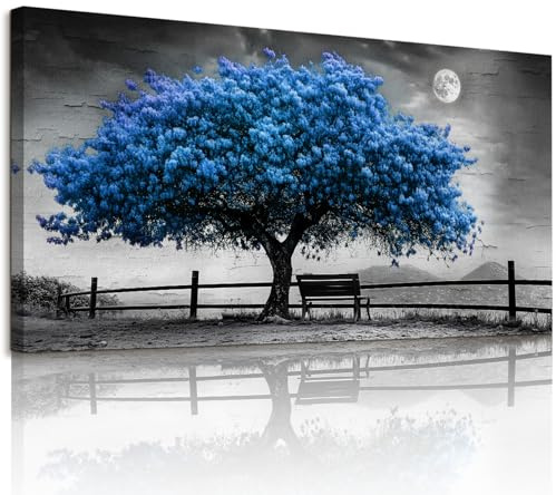 JHHUAMO Moderne Baum des Lebens Leinwand Bilder Wohnzimmer 73x146 cm | Lebensbaum Bild, Hochwertige Verarbeitung, Hochauflösender Druck, Einfaches Aufhängen, Vielseitig Einsetzbar