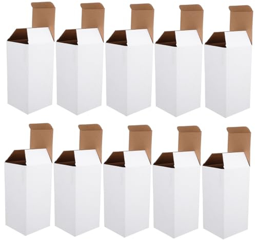 LOLIPPYY 10pcs Carton Bouteille en Papier Blanc Pratique, Boîte en Carton Cannelé Multi-compartiments, Assemblage sans Colle ni Ruban pour Envoi Sécurisé