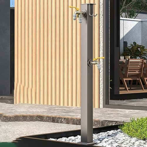 Colonne d'eau de jardin en acier inoxydable avec robinet – Tuyau d'eau extérieur monté au sol pour irrigation de fontaine et lavage de jardin