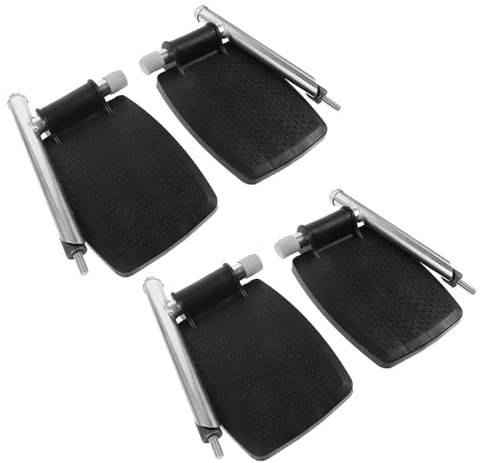 ibasenice 2 Paar Rollstuhl Fußstützen Fußplatten und Fersenhalter aus Verstärktem Kunststoff und Metall Klappbar Rutschfest Kompatibel mit Rollstuhl und Transportstuhl Ergonomisch für