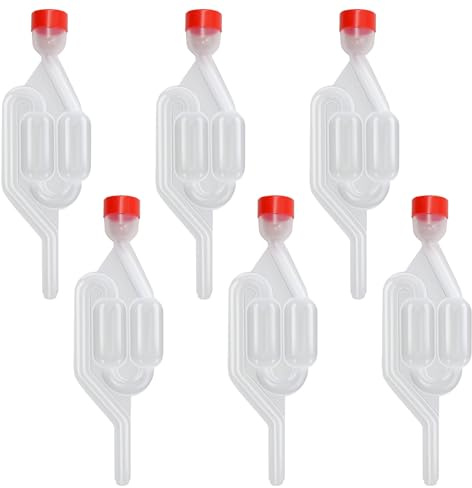 BEELUKY 6 Pezzi Gorgogliatore Fermentazione,Airlock di Fermentazione,Tubi di Fermentazione,Resistente e Non Tossico con Tappo in Gomma per Crauti Fermentati,Preparare Birra,Vino