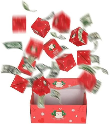 Überraschung Geschenkbox für Explosionsgeld, Faltbare Hüpfende Pop-Up Explosion Geschenkbox, Weihnachten Pop Up Geldkassetten, Weihnachten Überraschung Explosion Boxen Geschenke für Urlaub Geburtstag