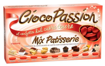 Crispo CiocoPassion Confetti Mix Patisserie ROSSI con Cioccolato al Latte e Bianco ai Gusti Assortiti, Senza Glutine (Gluten Free) 1Kg