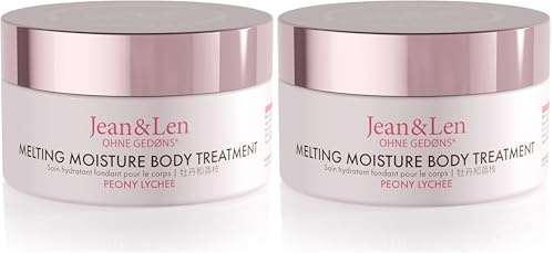 Jean & Len Melting Moisture Body Butter Peony & Lychee, für ein duftendes Pflegeergebnis, für normale Haut, Pflegende Body Butter, ohne Parabene & Silikone, vegan, 200 ml (Packung mit 2)