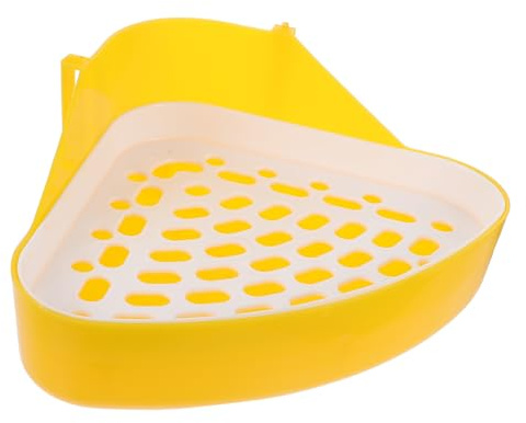 Happyyami Toilette per Conigli Piccoli e Roditori Pratica e Maneggevole in ABS Bianco Forma Triangolare per Soggiorno e Giardino