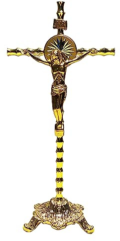 Nucelit Bordskors skulptur ornament religiös stående kors staty krucifix hem hylla bordsdekoration bordsskiva skulptur