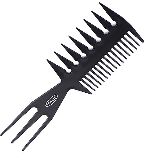 Fine Lines - 3 in 1 Styling Comb - Hair Detangling and Shower Comb Great for Afro, Wet or Curly Hair | Thick Plastic Black antistatic comb