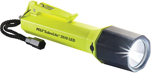 PELI 2010Z0 Homologuée ATEX Zone 0 Lampe de Poche à LED, Lampe de Poche Premium, Haute Qualité pour L'Industrie, Les Électriciens, Les Pompiers, Étanche IPX7, 129 Lumens, Couleur : Jaune