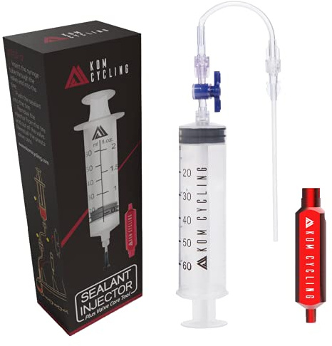 KOM Cycling Tubeless Sealant Injector Syringe and Presta Valve Core Removal Tool by Designed for Stans No Tubes sealant and Other sealants …