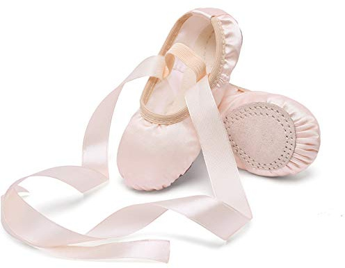 Stelle Ballet Shoes for Girls Satin/Ribbons Ballet Slippers Dance Shoes(Toddler/Little/Big Kids)(Ballet Pink,11ML)