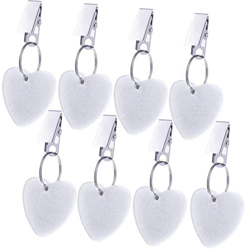 Gejoy Tablecloth Weights Hangers Heart Shape Stone Table Cloth Weights with Stainless Steel Clips Heart Stone Tablecloth Clips for Family Dinner Outdoor Picnic, 8 Packs(White)