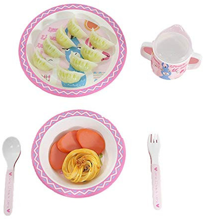 Kinderteller Vielseitiges praktisches Kindergeschirr Langlebiges und leicht zu reinigendes Kinderfrühstücksbesteck mit Trennwand und Kinderbecher Sehr Gut Geeignet Für Kinder, Die Das Essen Lernen
