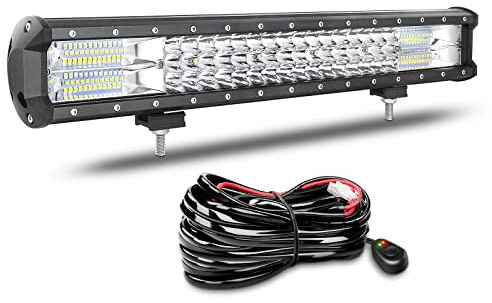 Willpower Led Lichtleiste Balken 12V 24V 20 288W für Auto Offroad KFZ | Lightbar Arbeitsscheinwerfer, mit 12V Kabelbaum, 6000K Weiß, IP67 Wasserdicht, Beleuchtung für Traktor ATV Boot Quad