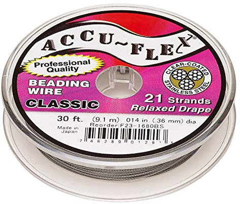 Accu-Flex Perlendraht Edelstahl klar nylonummantelt, 21 litzig 0,0 cm Durchmesser 30 Fuß Spule